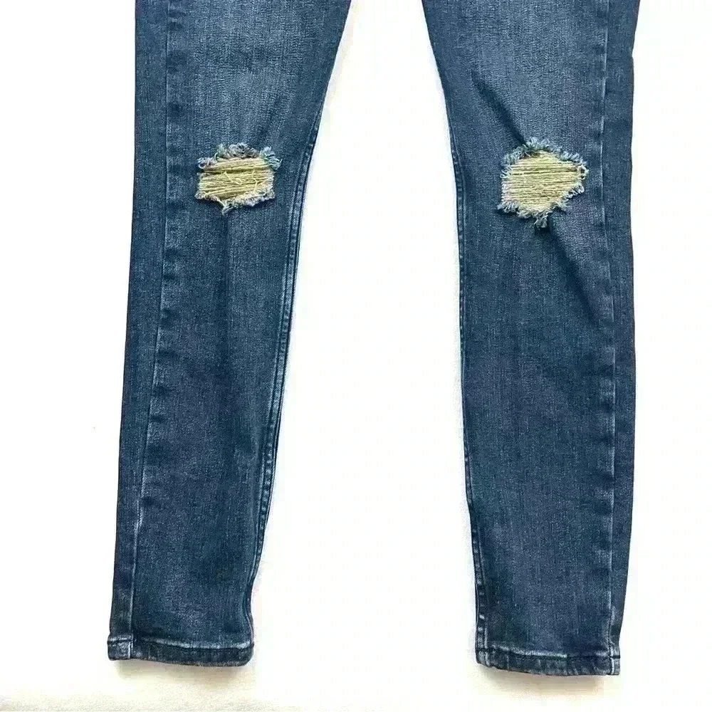 Free‎ People Button Fly Sabrina Distressed High Waist Skinny Jeans Size 28
